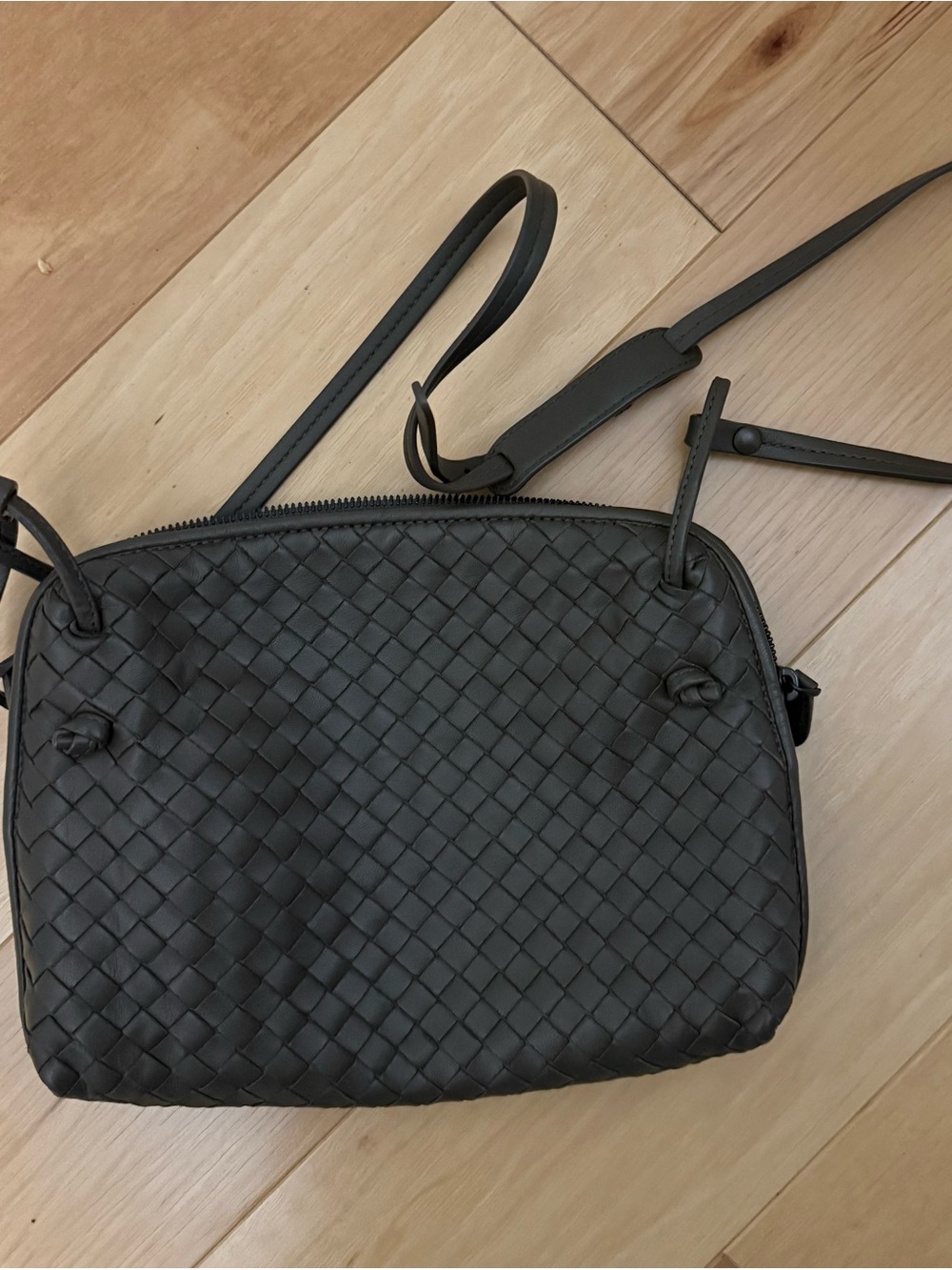 Bottega Veneta taupe Intrecciato Leather Crossbody Bag